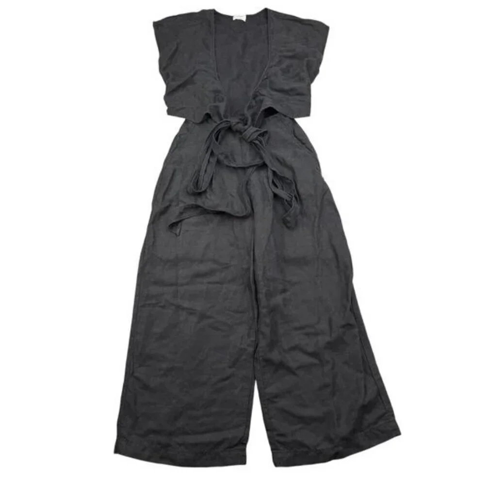 Aritzia Wilfred Brax Linen Jumpsuit Wide Leg Black